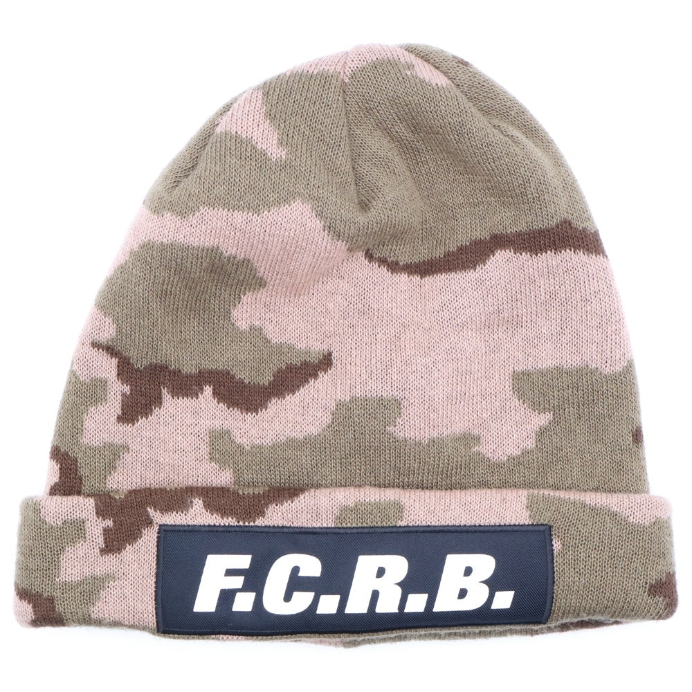 F.C.R.B./F.C.Real Bristol/FCRB(エフシーアールビー/エフシーレアルブリストル) カモフラ柄 ボックスロゴニットビーニー ニット帽 帽子 ベージュ FCRB-167067