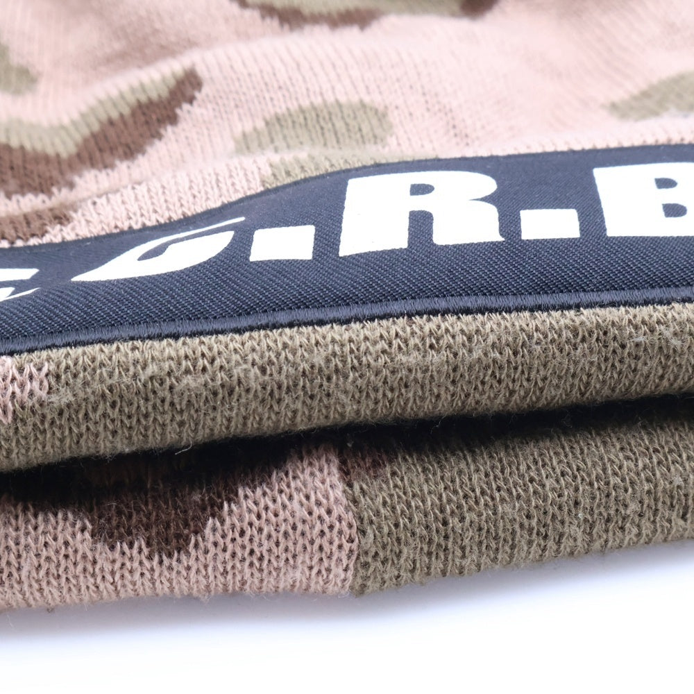 F.C.R.B./F.C.Real Bristol/FCRB(エフシーアールビー/エフシーレアルブリストル) カモフラ柄 ボックスロゴニットビーニー ニット帽 帽子 ベージュ FCRB-167067