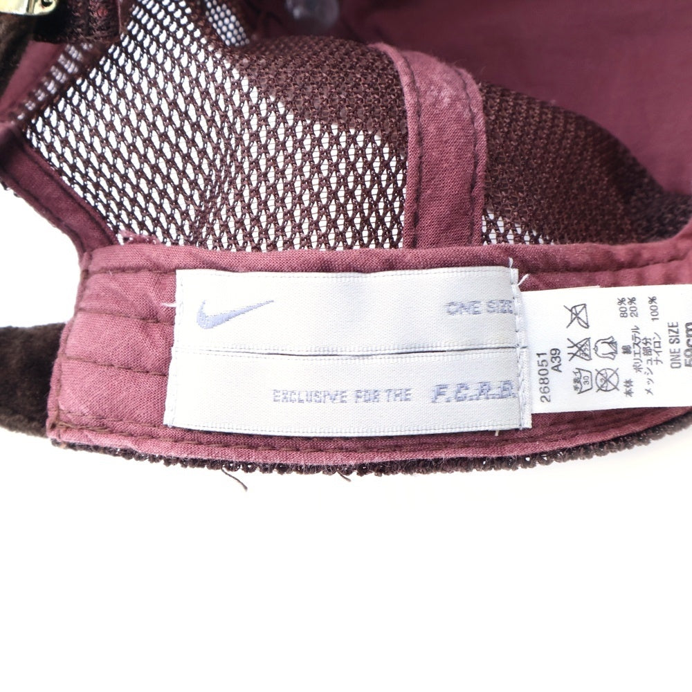 F.C.R.B./F.C.Real Bristol/FCRB(エフシーアールビー/エフシーレアルブリストル) ×NIKE ナイキ フロントロゴ刺繍 ベロアメッシュキャップ 帽子 ブラウン 268051
