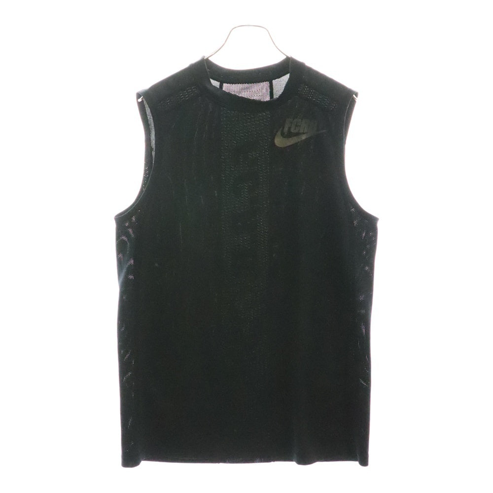 F.C.R.B./F.C.Real Bristol/FCRB(エフシーアールビー/エフシーレアルブリストル) ×NIKE ナイキ FCRB GYM 胸ロゴプリント タンクトップ ノースリーブ クルーネックカットソー ブラック 399232-010