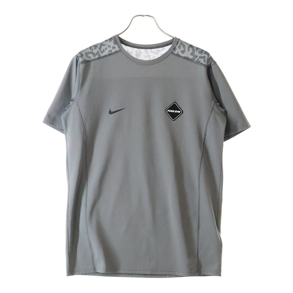 F.C.R.B./F.C.Real Bristol/FCRB(エフシーアールビー/エフシーレアルブリストル) ×NIKE ナイキ ラバーロゴデザイン クルーネック メッシュカットソー 半袖Tシャツ グレー 534636-009