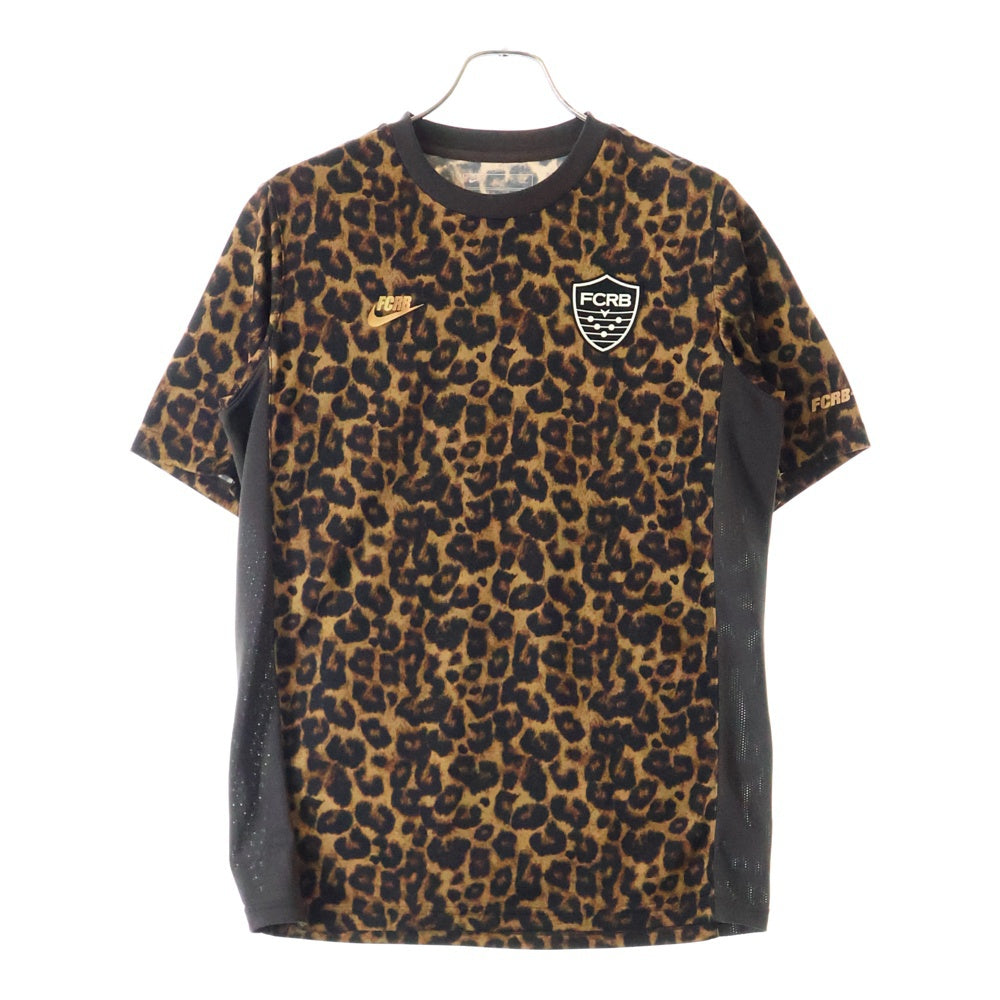 F.C.R.B./F.C.Real Bristol/FCRB(エフシーアールビー/エフシーレアルブリストル) ×NIKE ナイキ ラバーロゴパッチ レオパード 半袖カットソー Tシャツ ブラウン 396363