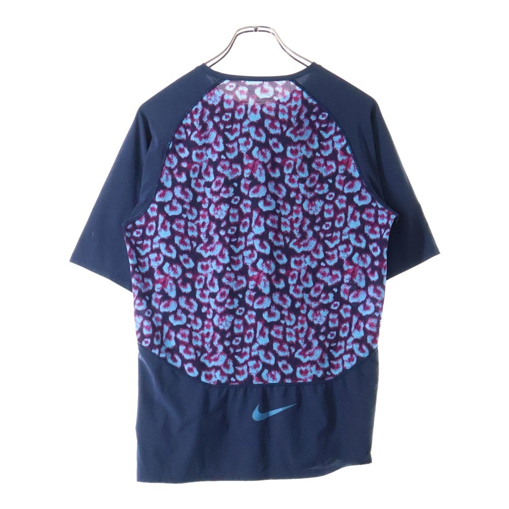 F.C.R.B./F.C.Real Bristol/FCRB(エフシーアールビー/エフシーレアルブリストル) × NIKE ナイキ ロゴ プリント レオパード 切替 半袖カットソー Tシャツ ネイビー 440646-450