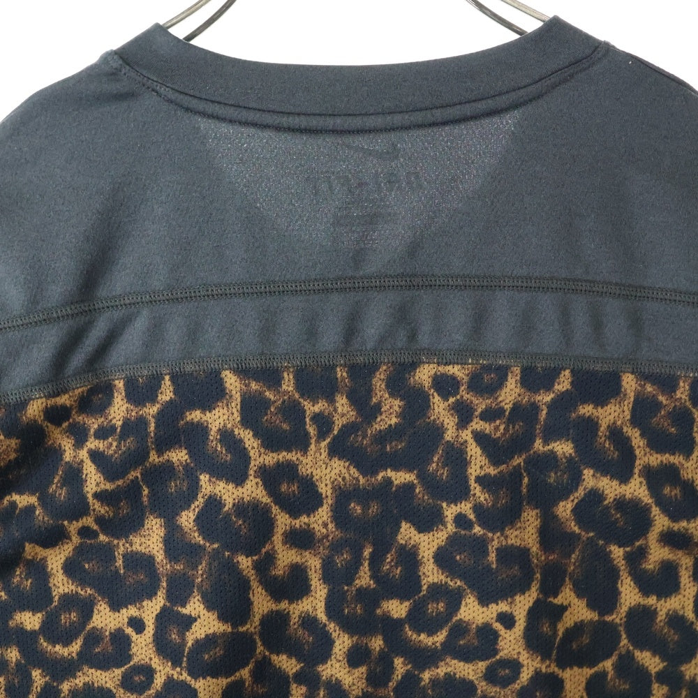 F.C.R.B./F.C.Real Bristol/FCRB(エフシーアールビー/エフシーレアルブリストル) × NIKE ナイキ ロゴ プリント レオパード 切替 半袖カットソー Tシャツ グレー 640470‐030