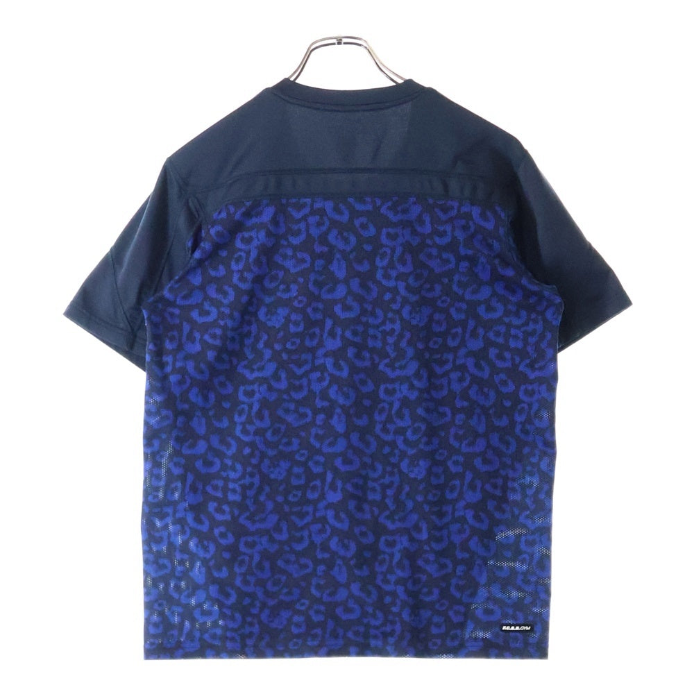 F.C.R.B./F.C.Real Bristol/FCRB(エフシーアールビー/エフシーレアルブリストル) × NIKE ナイキ ロゴ プリント レオパード 切替 半袖カットソー Tシャツ ネイビー/ブルー 640470-410