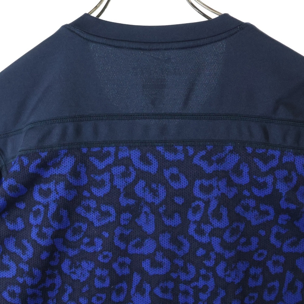 F.C.R.B./F.C.Real Bristol/FCRB(エフシーアールビー/エフシーレアルブリストル) × NIKE ナイキ ロゴ プリント レオパード 切替 半袖カットソー Tシャツ ネイビー/ブルー 640470-410