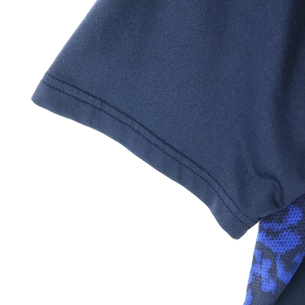 F.C.R.B./F.C.Real Bristol/FCRB(エフシーアールビー/エフシーレアルブリストル) × NIKE ナイキ ロゴ プリント レオパード 切替 半袖カットソー Tシャツ ネイビー/ブルー 640470-410