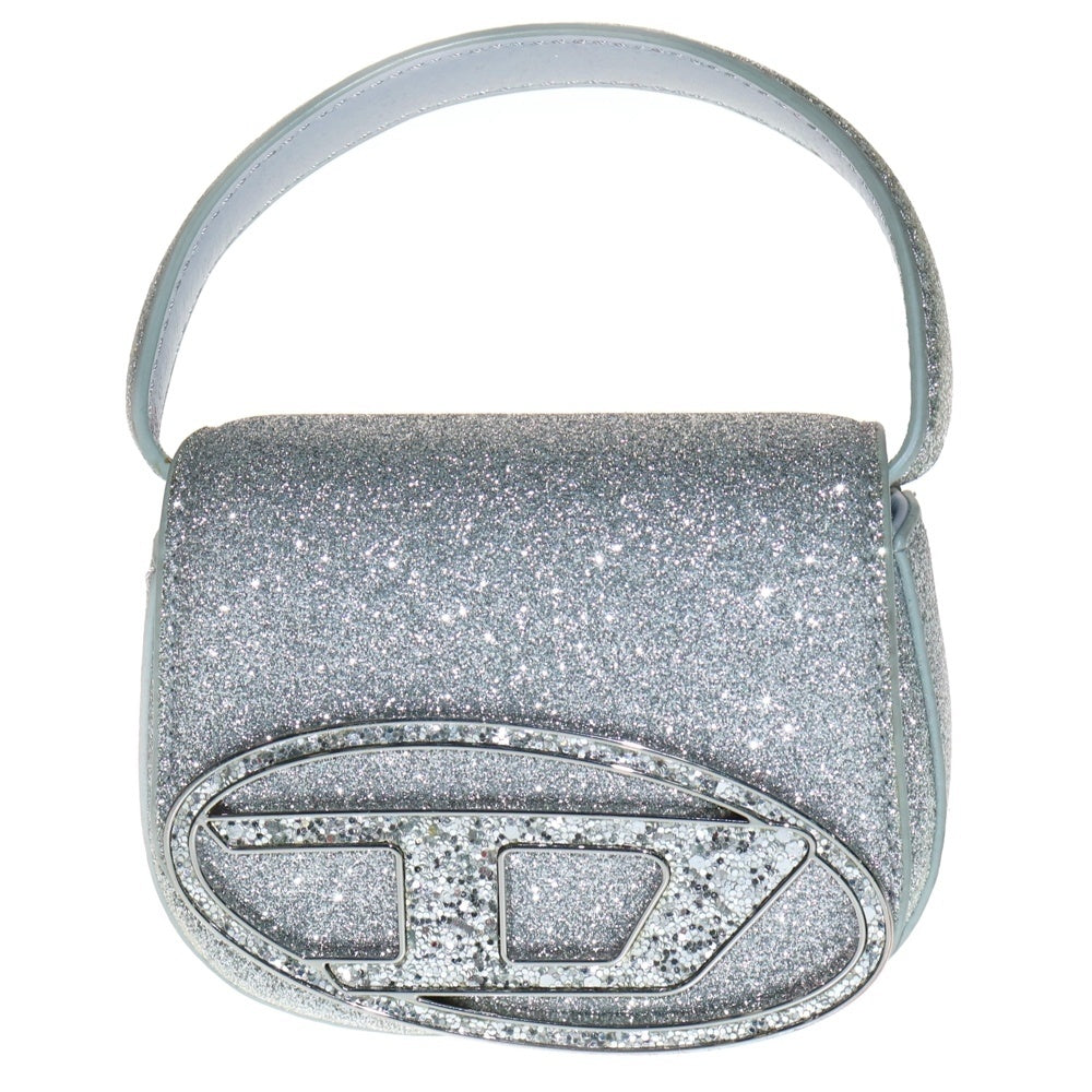 DIESEL(ディーゼル) 1DR ラメ グリッターロゴ 2WAY ハンド ショルダーバッグ シルバー X08709