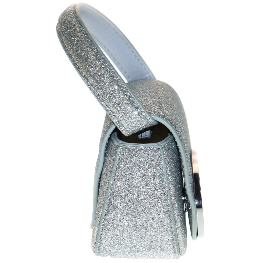 DIESEL(ディーゼル) 1DR ラメ グリッターロゴ 2WAY ハンド ショルダーバッグ シルバー X08709