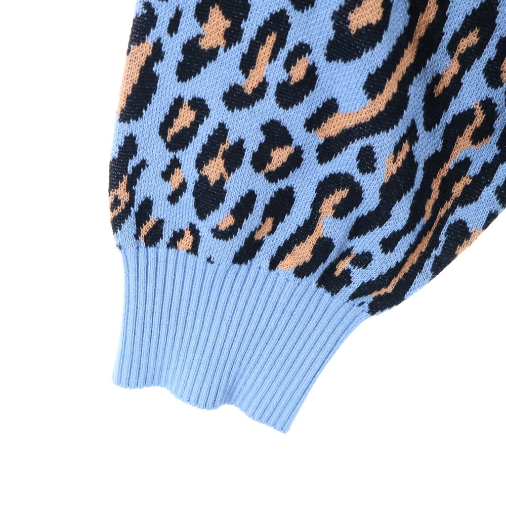 WACKO MARIA(ワコマリア) 25SS LEOPARD JACQUARD KNIT SWEATER レオパード柄 ジャガード クルーネック ニット セーター ブルー