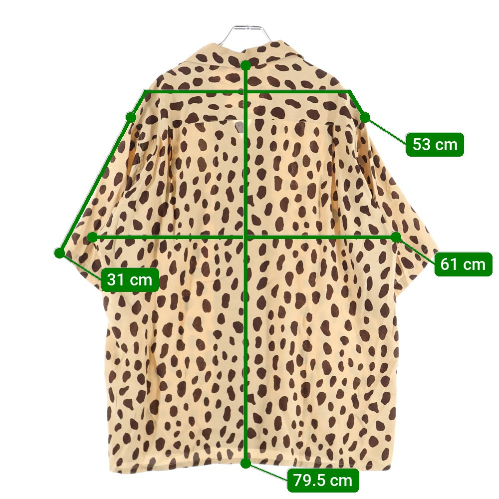 WACKO MARIA(ワコマリア) 24SS HAWAIIAN SHIRTS レオパード 総柄 レーヨン オープンカラー 半袖ハワイアンシャツ ブラウン 24SS-WMS-HI02