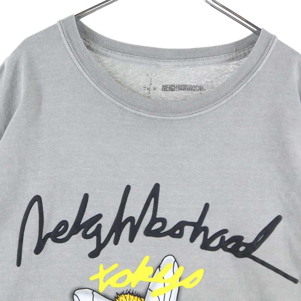Cactus Jack(カクタスジャック) 21SS ×NEIGHBORHOOD ×ネイバーフッド 両面プリントデザイン クルーネック カットソー 半袖Tシャツ グレー