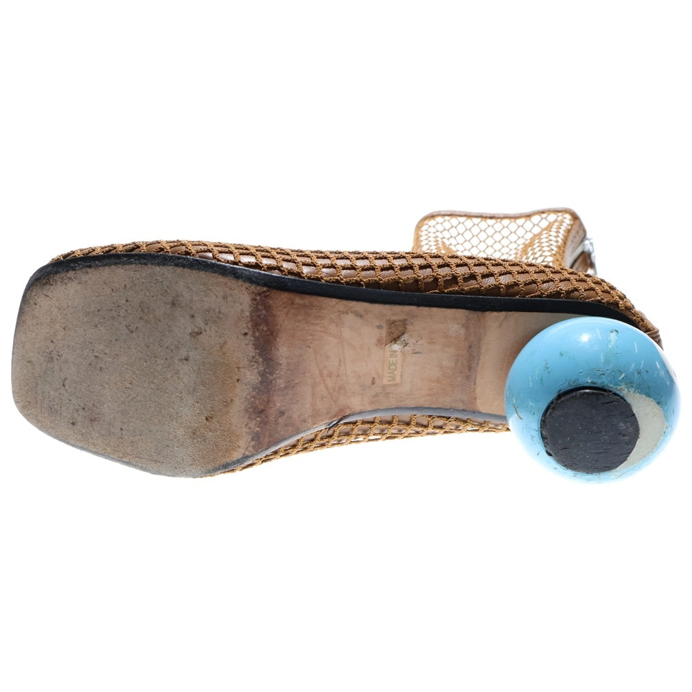 MAISON MIHARAYASUHIRO(メゾンミハラヤスヒロ) ビリヤードボールヒール スクエアトゥ バックジップ ハイカットシューズ パンプス ブラウン レディース B08FW704