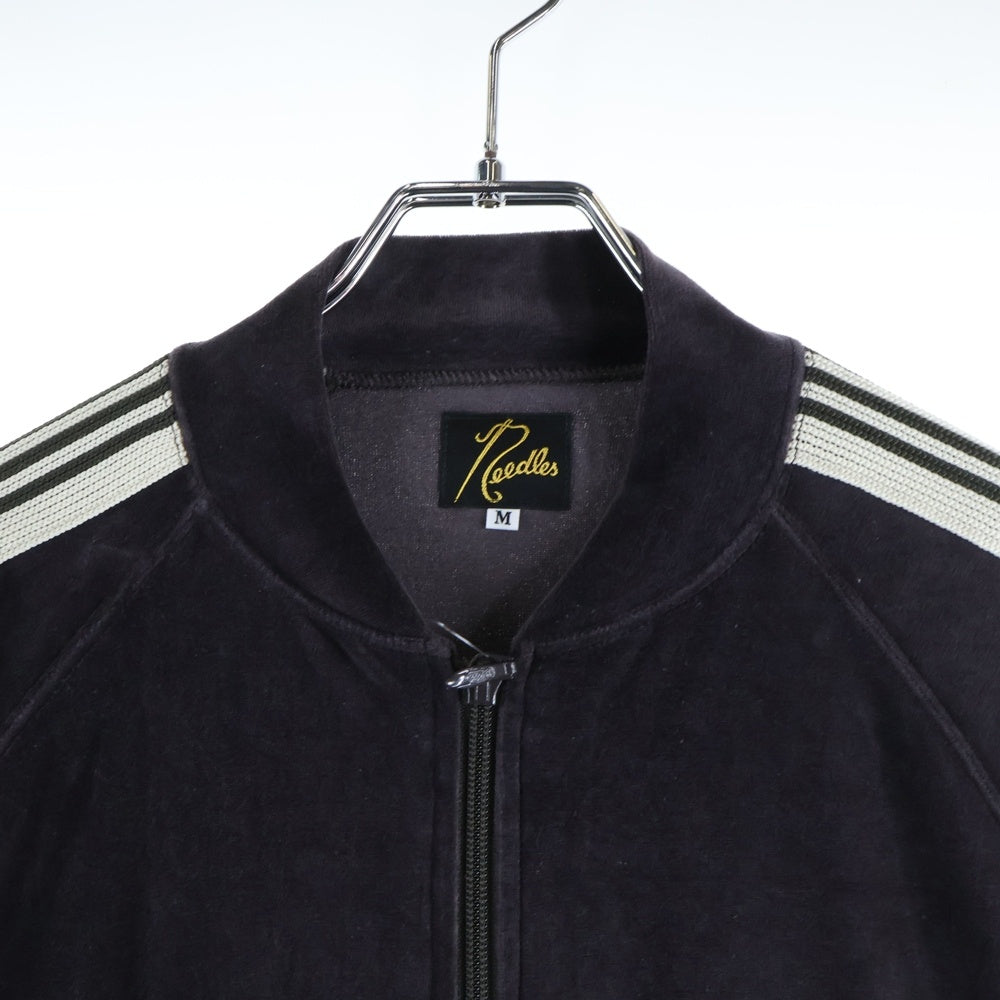 Needles(ニードルス) 25SS RIB COLLAR TRACK JACKET - C/PE VELOR ベロア リブカラー トラックジャケット ブラウン/ホワイト QV319
