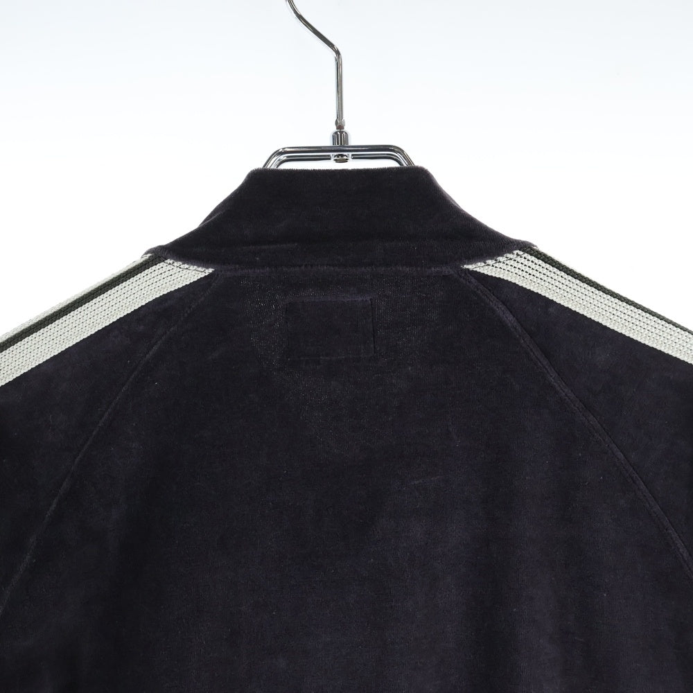 Needles(ニードルス) 25SS RIB COLLAR TRACK JACKET - C/PE VELOR ベロア リブカラー トラックジャケット ブラウン/ホワイト QV319