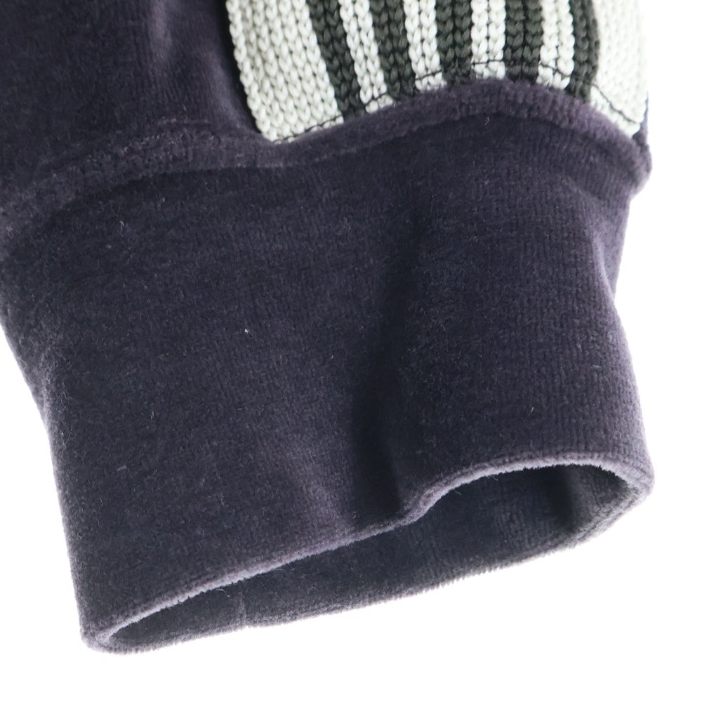 Needles(ニードルス) 25SS RIB COLLAR TRACK JACKET - C/PE VELOR ベロア リブカラー トラックジャケット ブラウン/ホワイト QV319