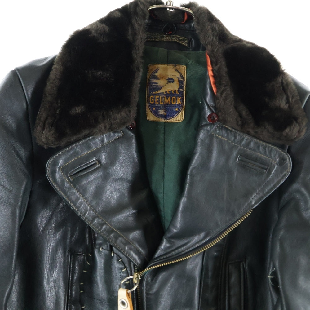 VINTAGE(ヴィンテージ) 30-40S VINTAGE ヴィンテージ ドイツ製 レザー モーターサイクル ダブルライダースジャケット ダークグリーン