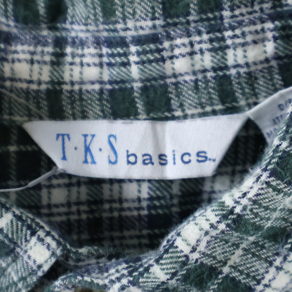 VINTAGE(ヴィンテージ) TKS basics チェック柄 コットン 長袖シャツ グリーン/ホワイト