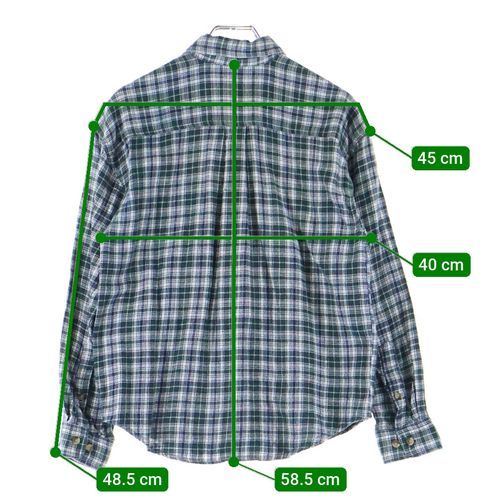 VINTAGE(ヴィンテージ) TKS basics チェック柄 コットン 長袖シャツ グリーン/ホワイト