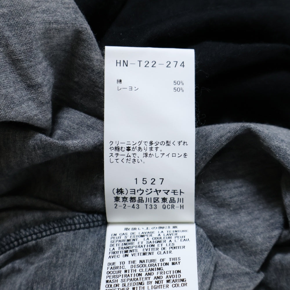 BLACK Scandal Yohji Yamamoto(ブラックスキャンダルヨウジヤマモト) 20SS 百合阿修羅 ばけもの画 内田柄BIG 丸首 長袖Tシャツ ロングカットソー ブラック HN-T22-274