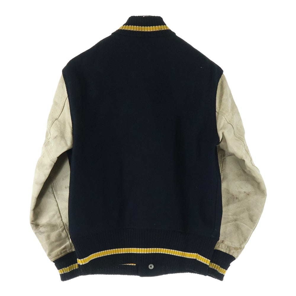 VINTAGE(ヴィンテージ) 50-60S VINTAGE Whiting ヴィンテージ ホワイティング 袖レザー レタードワッペン バーシティージャケット スタジャン ブラック/イエロー/アイボリー