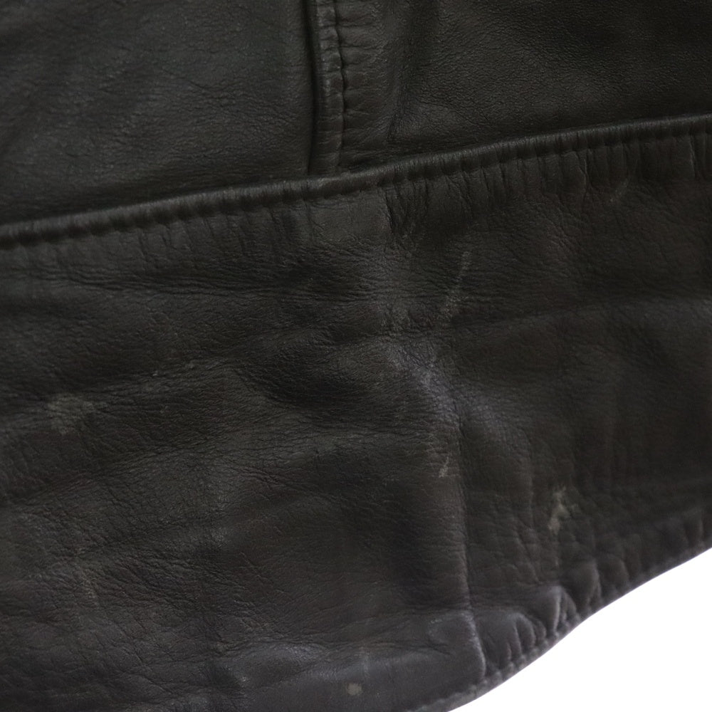 NO BRAND(ノーブランド) VINTAGE ヴィンテージ YKKジッパー レザー ダブルライダースジャケット ブラック