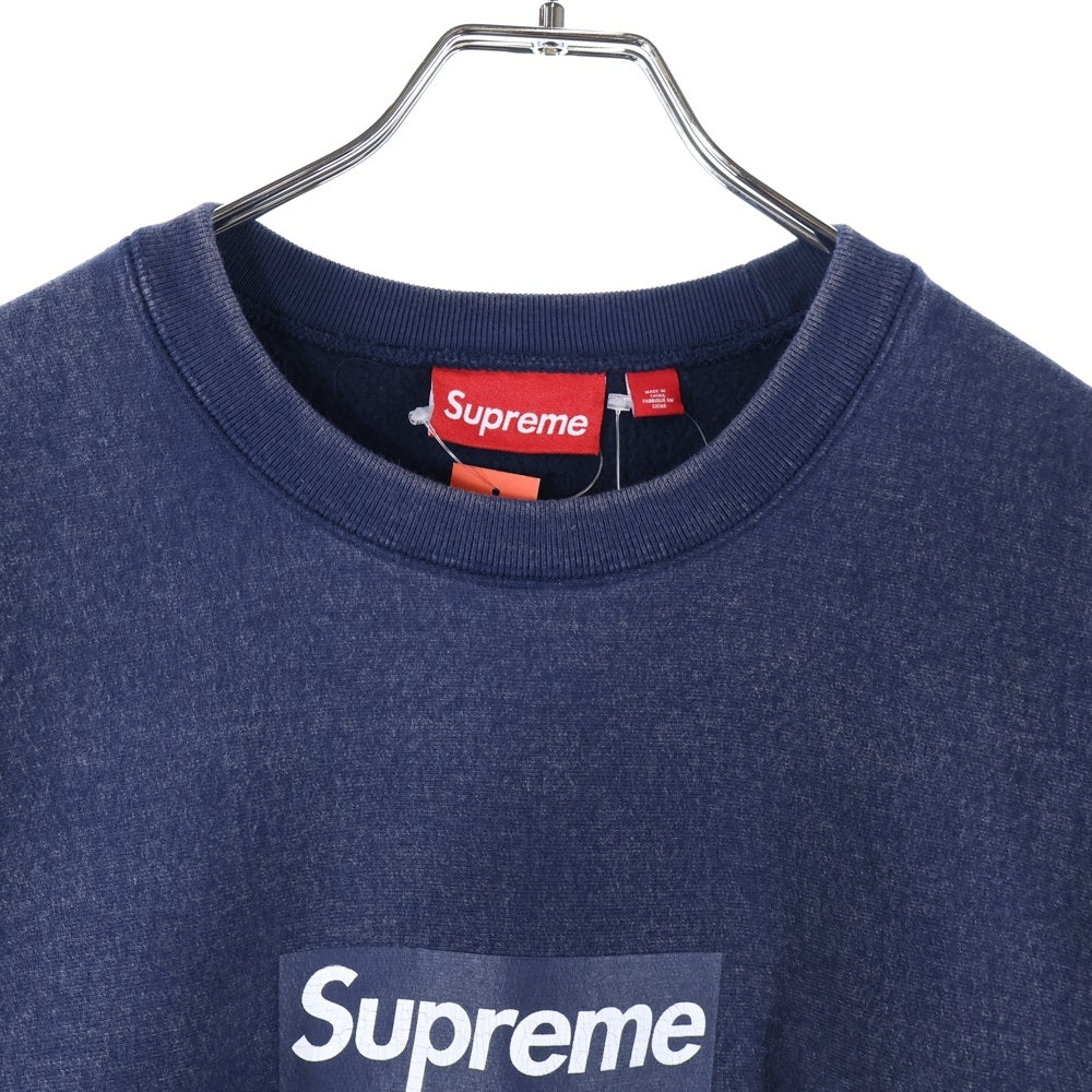 SUPREME(シュプリーム) 25SS Washed Box Logo Crewneck ウォッシュド ボックスロゴ クルーネック スウェット トレーナー ネイビー