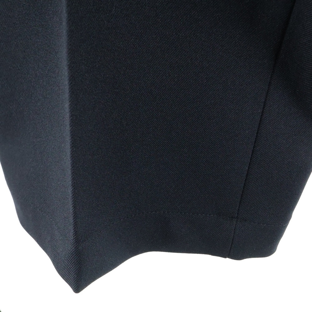 NO BRAND(ノーブランド) double ダブル polyester pants ポリエステル センタープレス スラックスパンツ ブラック