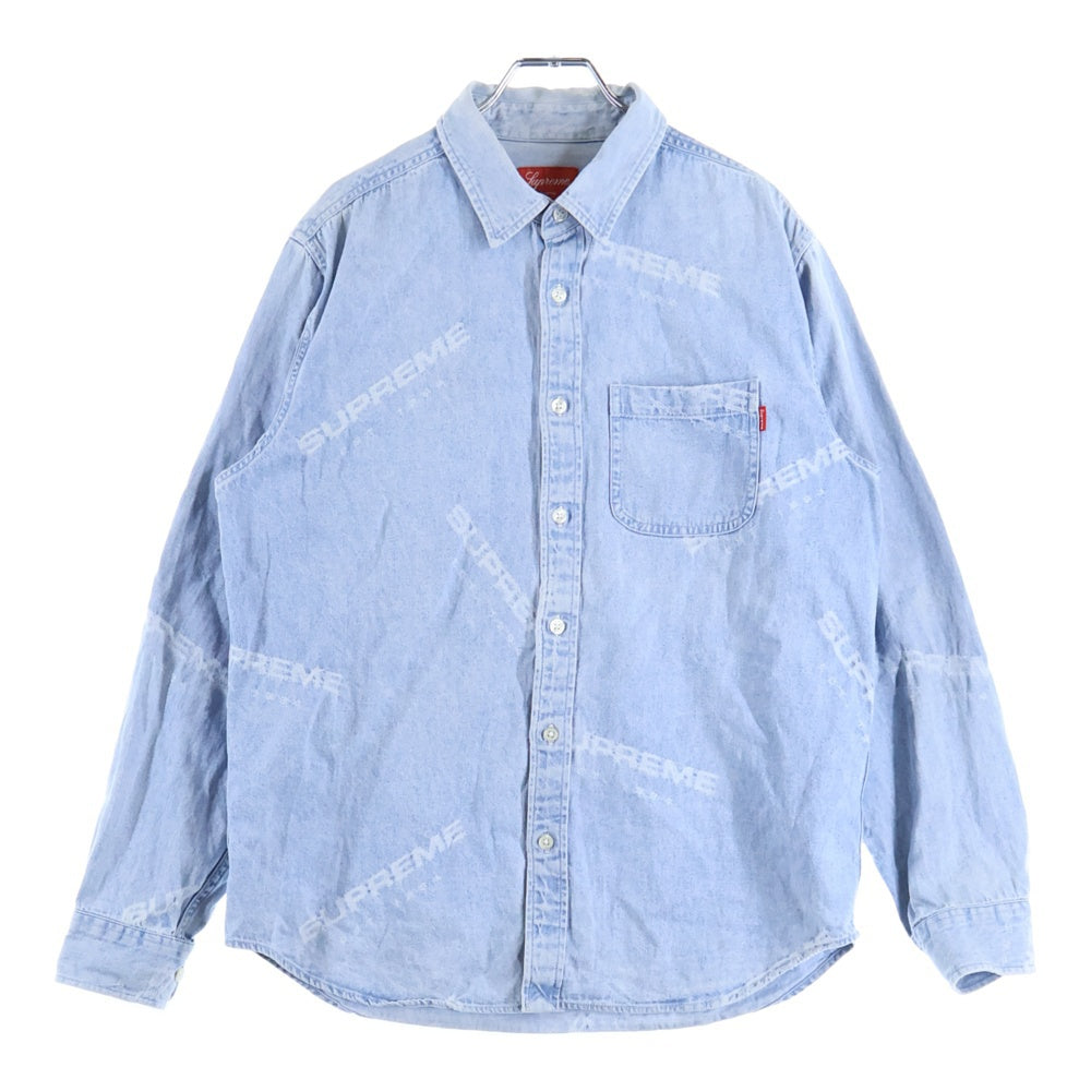 SUPREME(シュプリーム) 17AW Jacquard Denim Shirt ロゴジャガード デニム 長袖シャツ インディゴ
