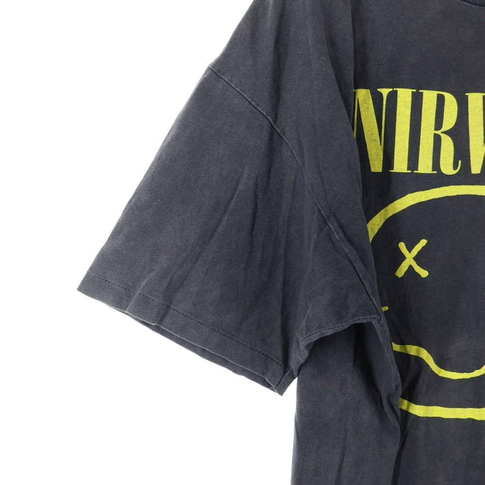 VINTAGE(ヴィンテージ) 90S VINTAGE NIRVANA SMILE STEDMAN ヴィンテージ USA製 ニルヴァーナ スマイル 両面プリント クルーネック 半袖Tシャツ カットソー ブラック