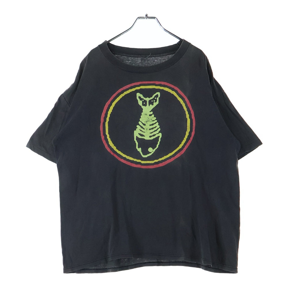 VINTAGE(ヴィンテージ) 90S FISH BONE フィッシュボーン 両面プリント クルーネック 半袖Tシャツ カットソー チャコールグレー