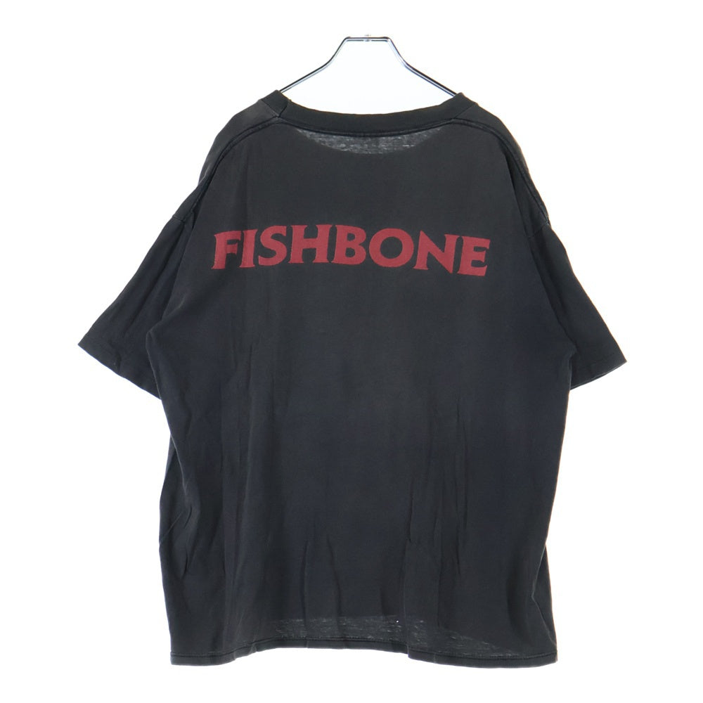 VINTAGE(ヴィンテージ) 90S FISH BONE フィッシュボーン 両面プリント クルーネック 半袖Tシャツ カットソー チャコールグレー
