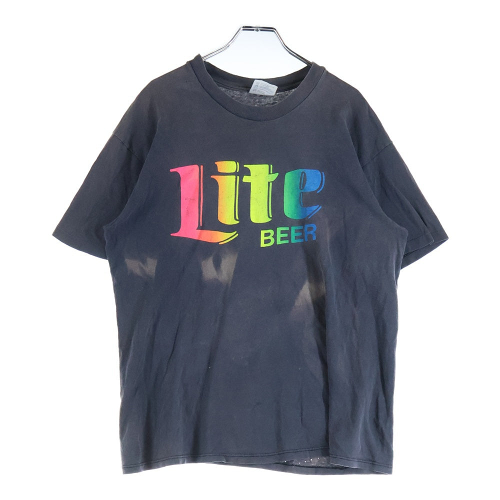 VINTAGE(ヴィンテージ) 90S VINTAGE Lite BEER HANES ヴィンテージ USA製 ライトビール フロントプリント クルーネック 半袖Tシャツ カットソー チャコールグレー