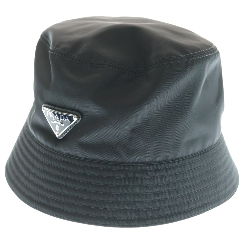 PRADA(プラダ) RE-NYLON リナイロン トライアングルロゴプレート バケットハット 帽子 ブラック 2HC137 2DMI RFID
