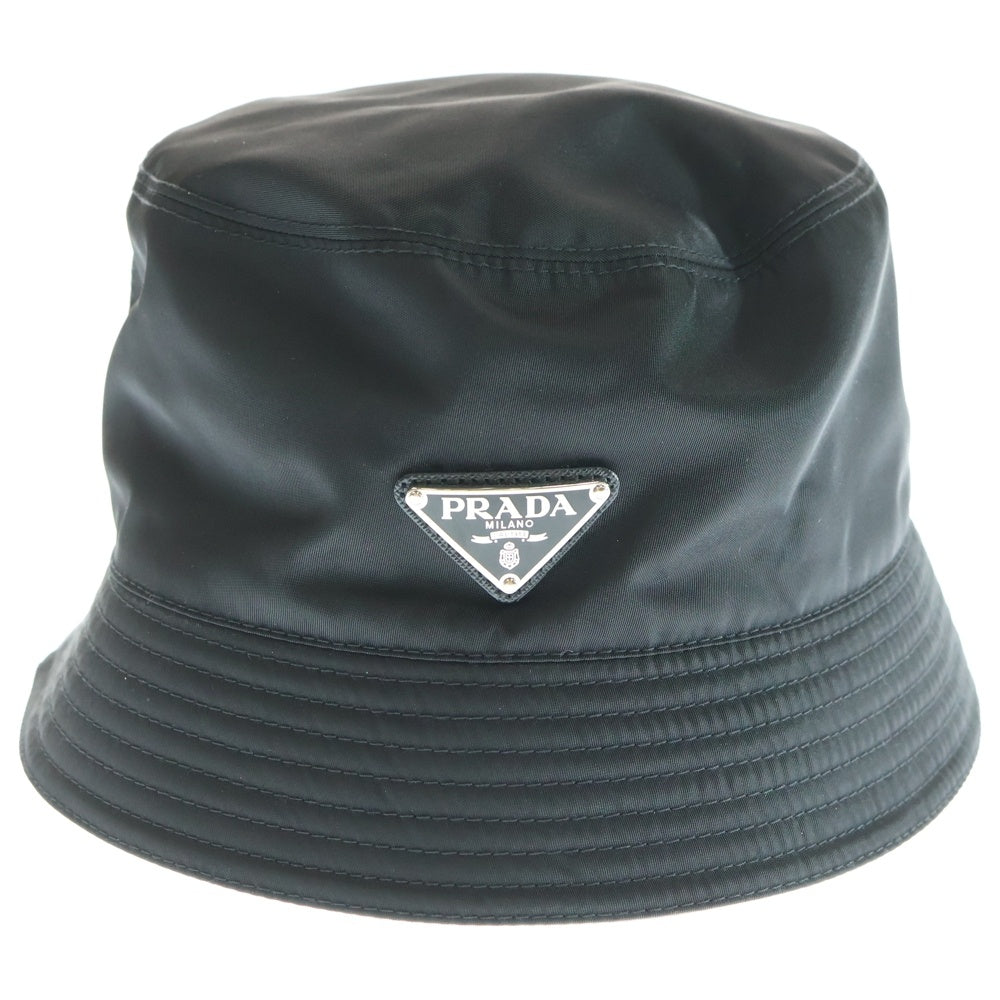 PRADA(プラダ) RE-NYLON リナイロン トライアングルロゴプレート バケットハット 帽子 ブラック 2HC137 2DMI RFID