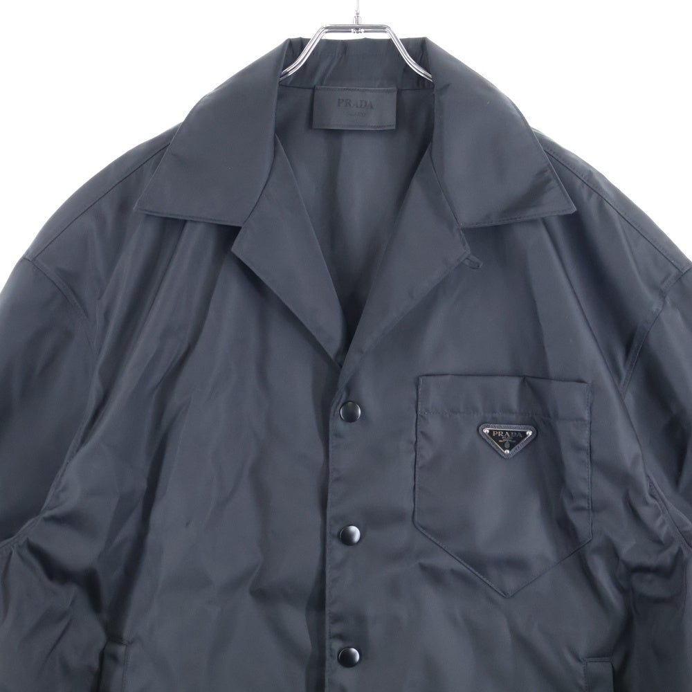 【美品】PRADA Re - Nylonトライアングルロゴシャツ プラダ トライアングルロゴ 22年 ナイロン シャツ 36 メンズ ブラック