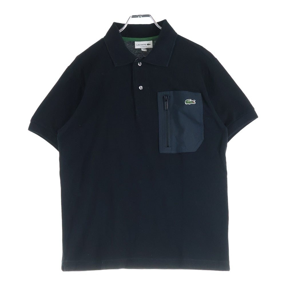 LACOSTE(ラコステ) フロント刺繍 ショートスリーブ 半袖ポロシャツ ブラック PH012J