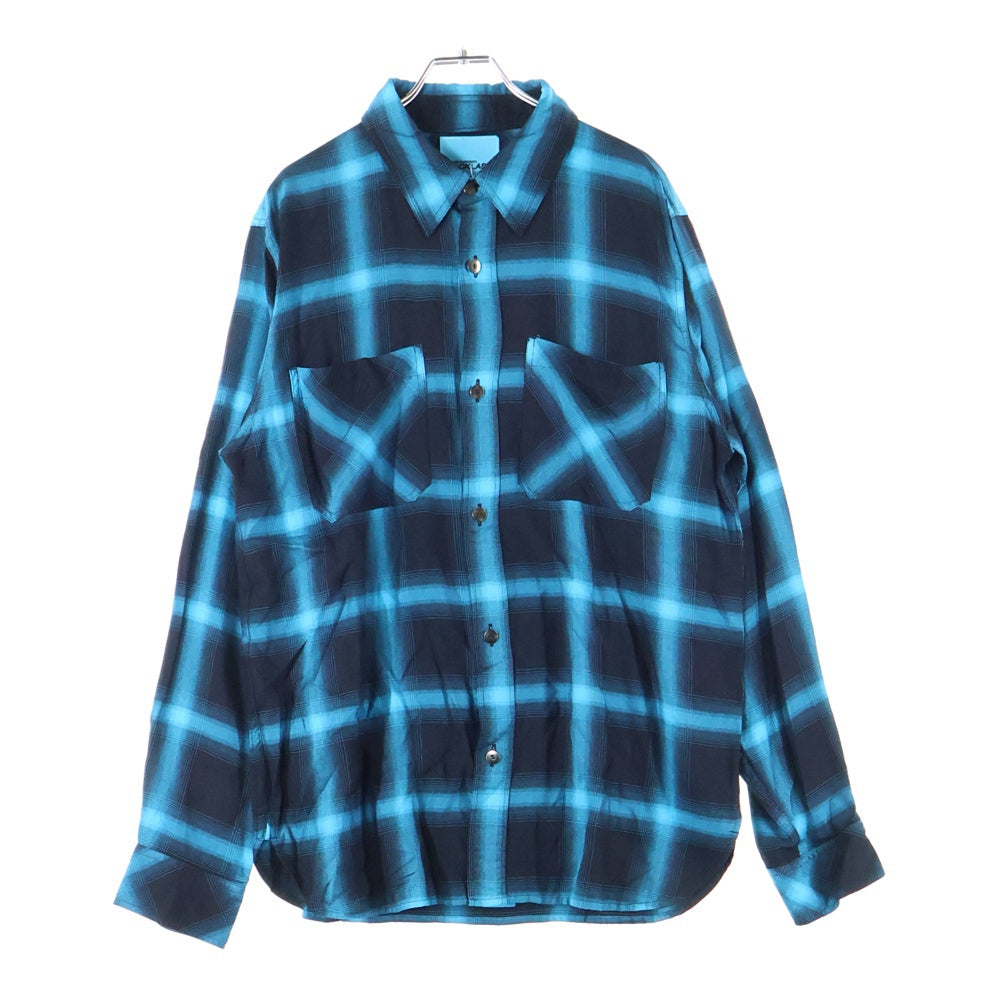 ISAMU KATAYAMA BACKLASH(イサムカタヤマバックラッシュ) RAYON ORIGINAL OMBRE CHECK GARMENT-DYED SHIRT ガーメントダイ オンブレチェック 長袖レーヨンシャツ ブルー/ブラック 2103-01