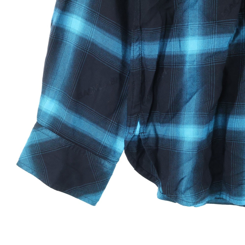 ISAMU KATAYAMA BACKLASH(イサムカタヤマバックラッシュ) RAYON ORIGINAL OMBRE CHECK GARMENT-DYED SHIRT ガーメントダイ オンブレチェック 長袖レーヨンシャツ ブルー/ブラック 2103-01
