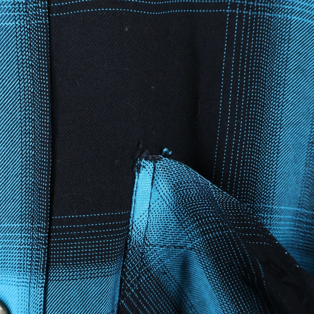 ISAMU KATAYAMA BACKLASH(イサムカタヤマバックラッシュ) RAYON ORIGINAL OMBRE CHECK GARMENT-DYED SHIRT ガーメントダイ オンブレチェック 長袖レーヨンシャツ ブルー/ブラック 2103-01