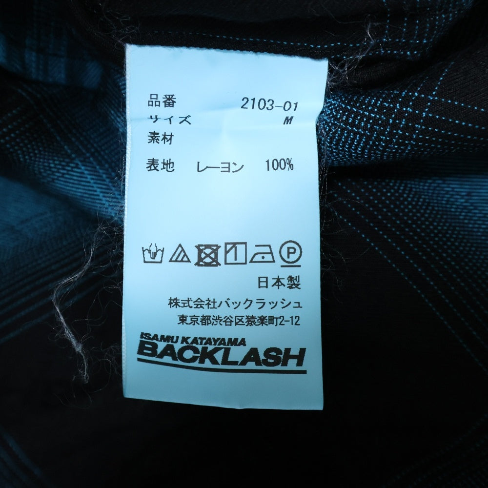 ISAMU KATAYAMA BACKLASH(イサムカタヤマバックラッシュ) RAYON ORIGINAL OMBRE CHECK GARMENT-DYED SHIRT ガーメントダイ オンブレチェック 長袖レーヨンシャツ ブルー/ブラック 2103-01