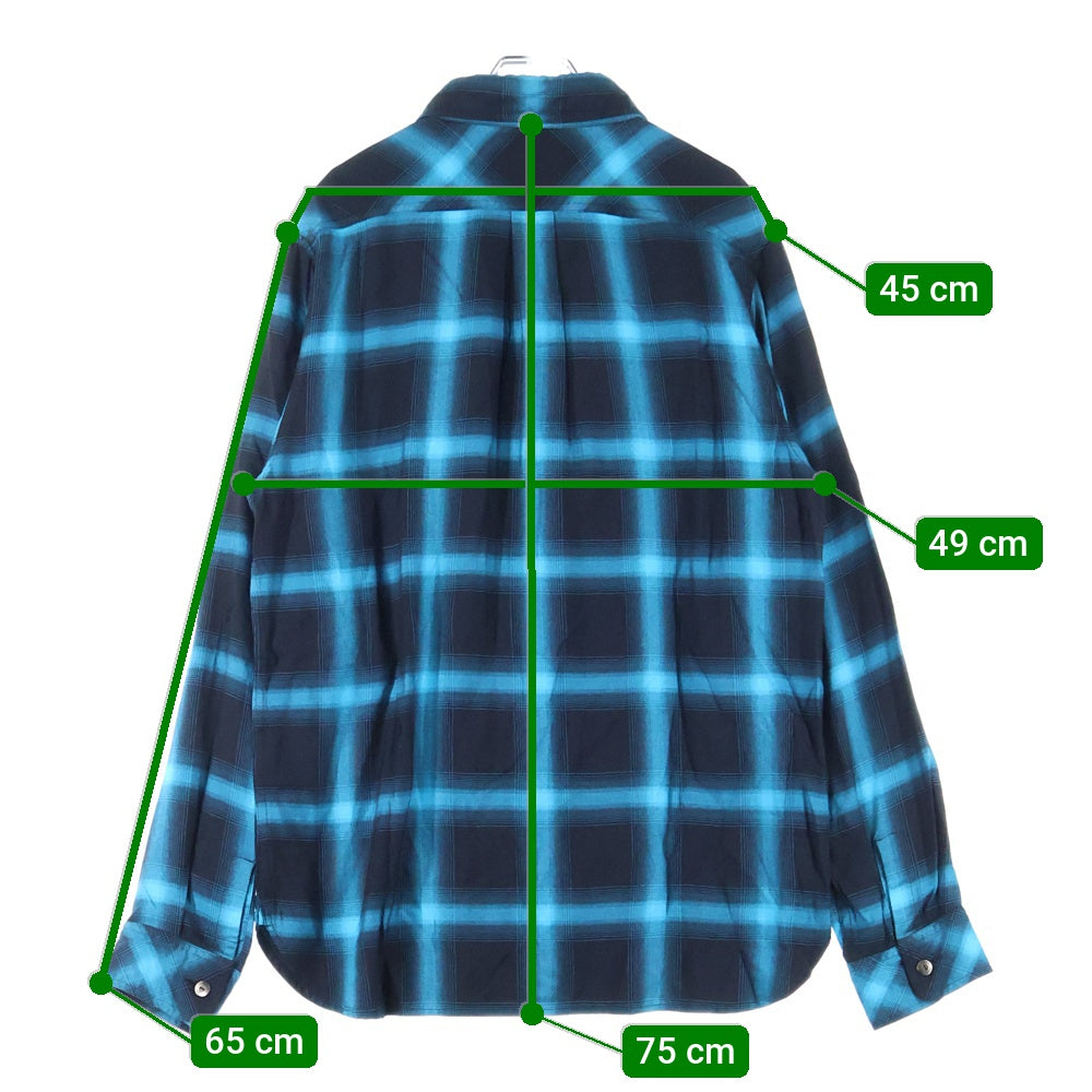 ISAMU KATAYAMA BACKLASH(イサムカタヤマバックラッシュ) RAYON ORIGINAL OMBRE CHECK GARMENT-DYED SHIRT ガーメントダイ オンブレチェック 長袖レーヨンシャツ ブルー/ブラック 2103-01