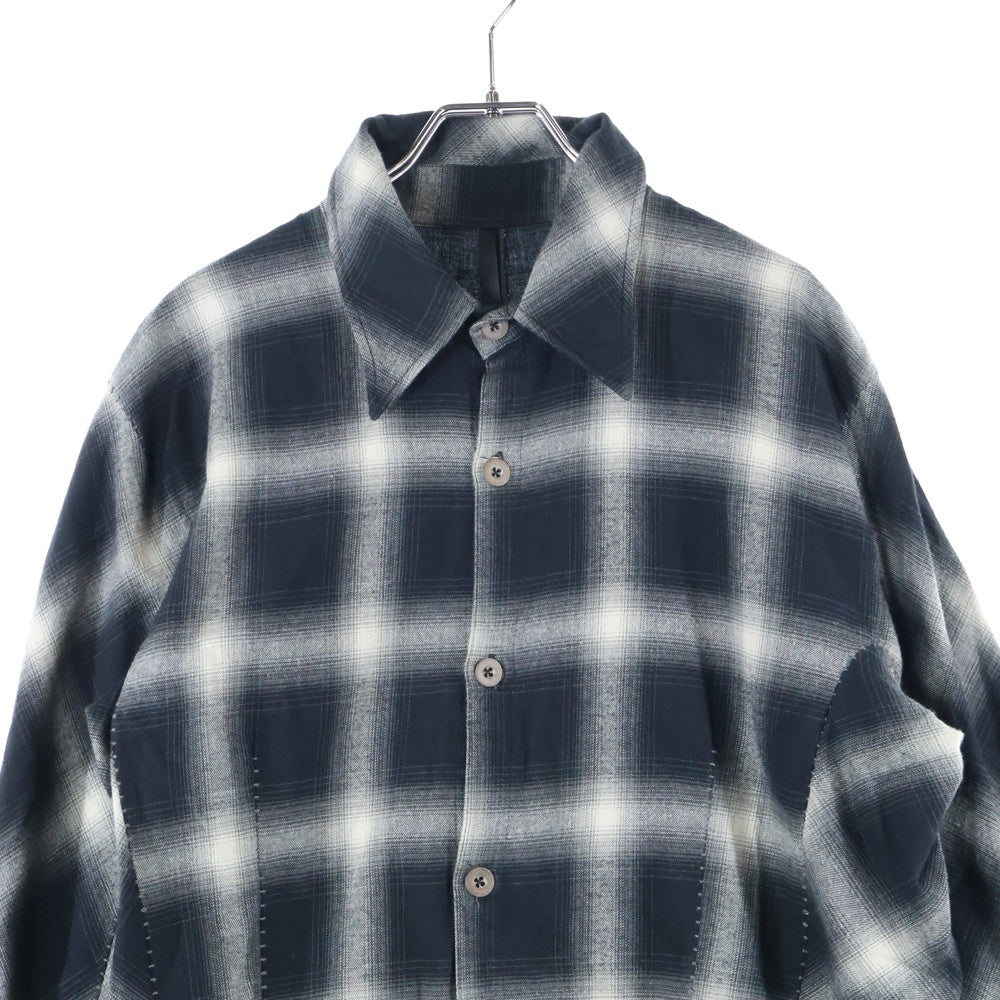 THEE OLD CIRCUS(ジオールドサーカス) 22AW THUNDER GRADATION HARVEST SLEEVE CHECK SHIRTS 雷鳴 グラデーションチェック ハーヴェストスリーブシャツ ブラック 2301-K