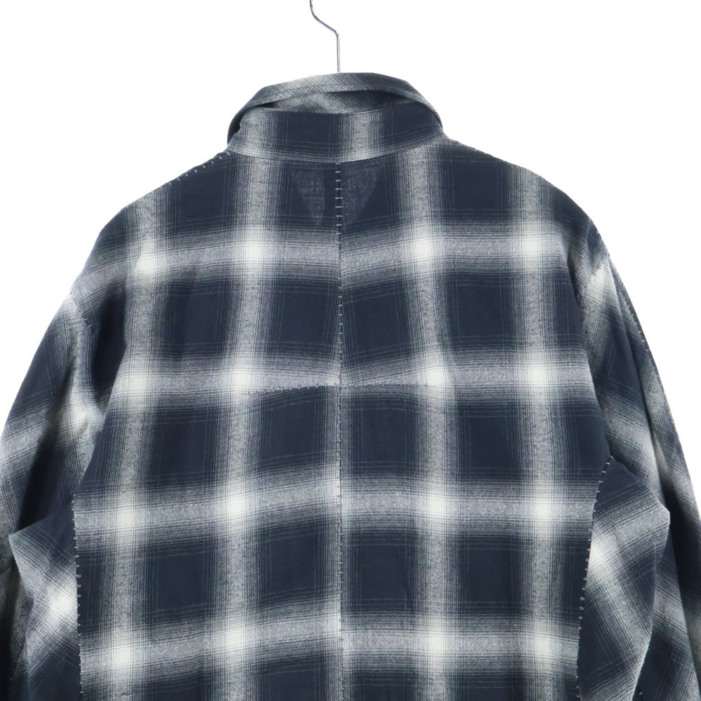 THEE OLD CIRCUS(ジオールドサーカス) 22AW THUNDER GRADATION HARVEST SLEEVE CHECK SHIRTS 雷鳴 グラデーションチェック ハーヴェストスリーブシャツ ブラック 2301-K