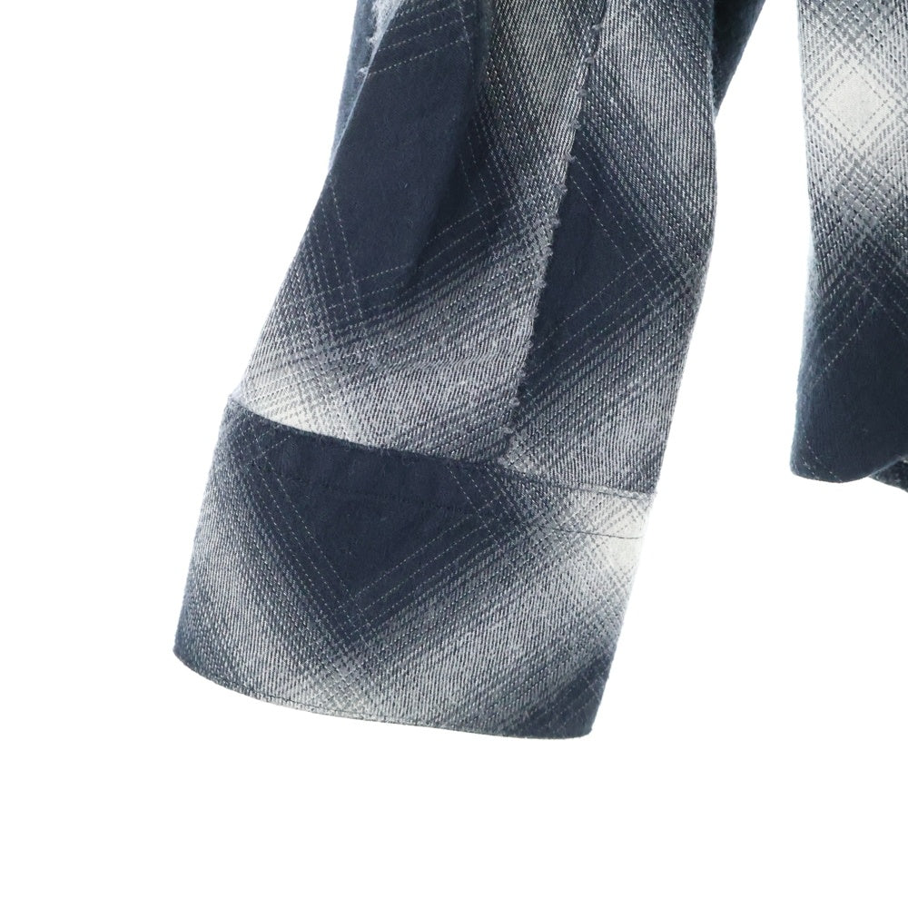 THEE OLD CIRCUS(ジオールドサーカス) 22AW THUNDER GRADATION HARVEST SLEEVE CHECK SHIRTS 雷鳴 グラデーションチェック ハーヴェストスリーブシャツ ブラック 2301-K