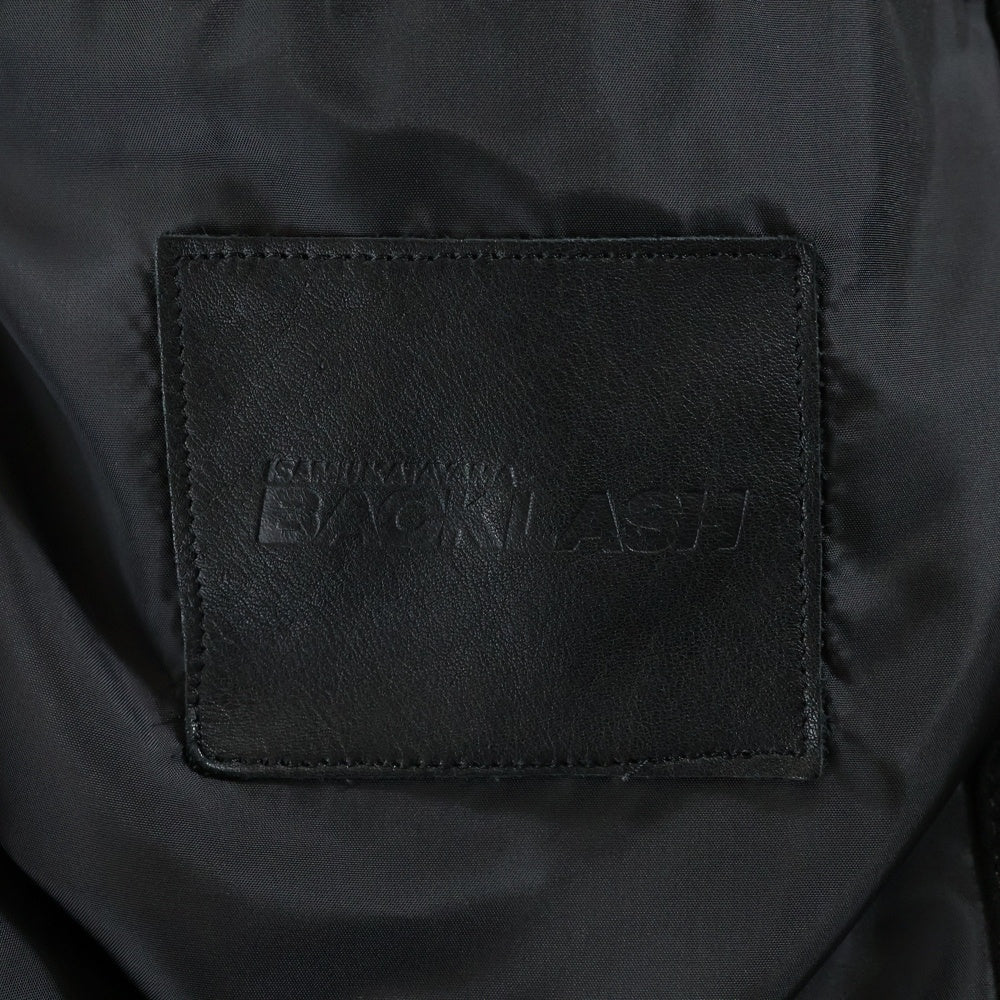 ISAMU KATAYAMA BACKLASH(イサムカタヤマバックラッシュ) 22AW KANGAROO SUEDE CROSS PRINT DOWN VEST カンガルースウェードレザー クロスプリント柄 フーデッドダウンベスト ブラック 1997-01