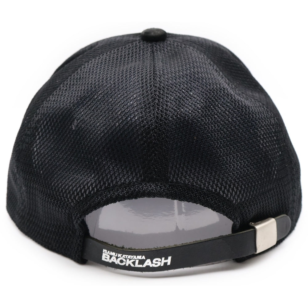 ISAMU KATAYAMA BACKLASH(イサムカタヤマバックラッシュ) 23SS KANGAROO SUEDE CAP レオパード柄 カンガルースウェード メッシュトラッカーキャップ ブラック/ブラウン 869-02