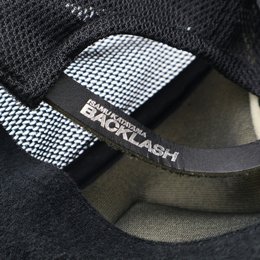 ISAMU KATAYAMA BACKLASH(イサムカタヤマバックラッシュ) 23SS KANGAROO SUEDE CAP レオパード柄 カンガルースウェード メッシュトラッカーキャップ ブラック/ブラウン 869-02