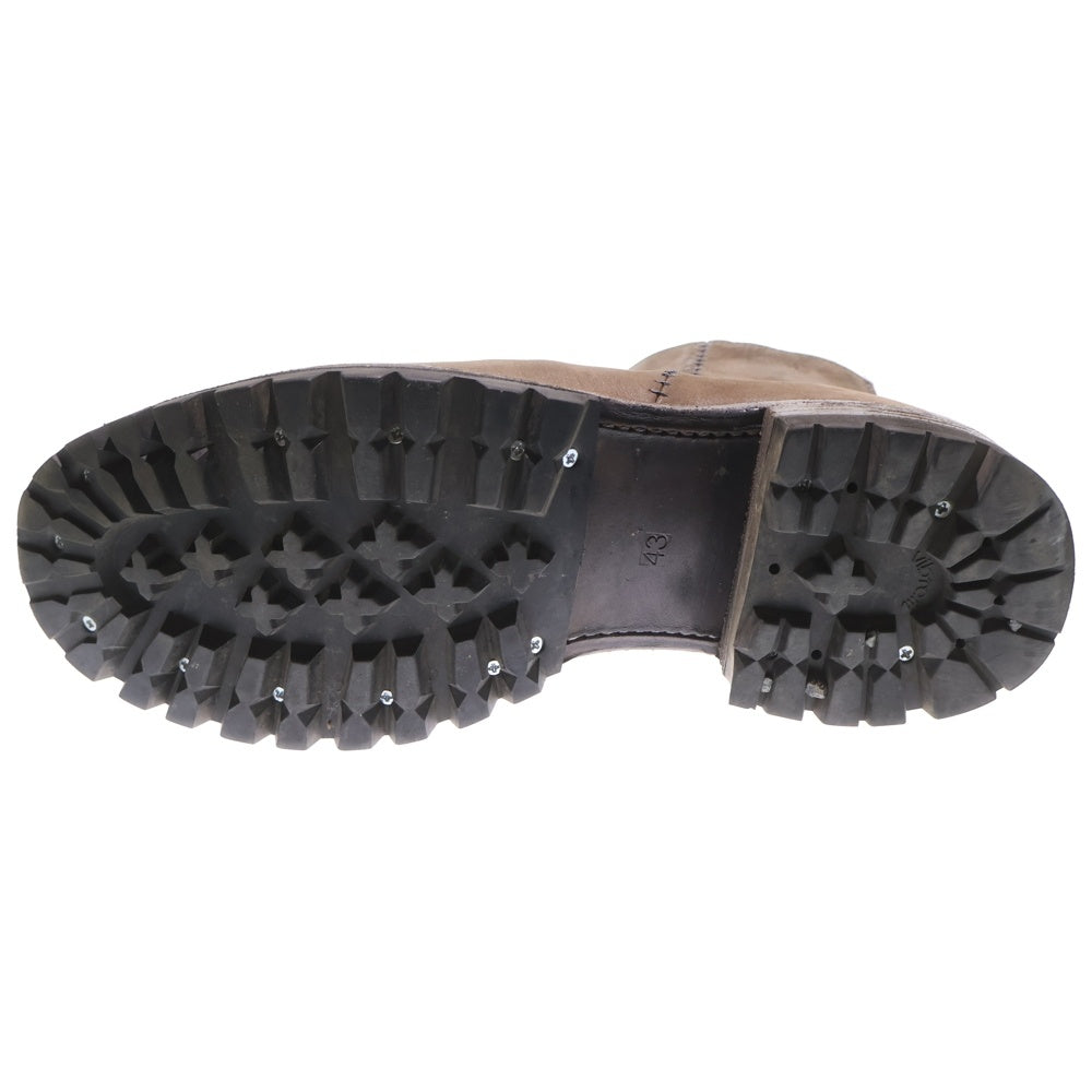 Portaille(ポルタユ) サイドステッチ バックジッパー レザーショートドレープブーツ グレー M46OL-L4VIB1100