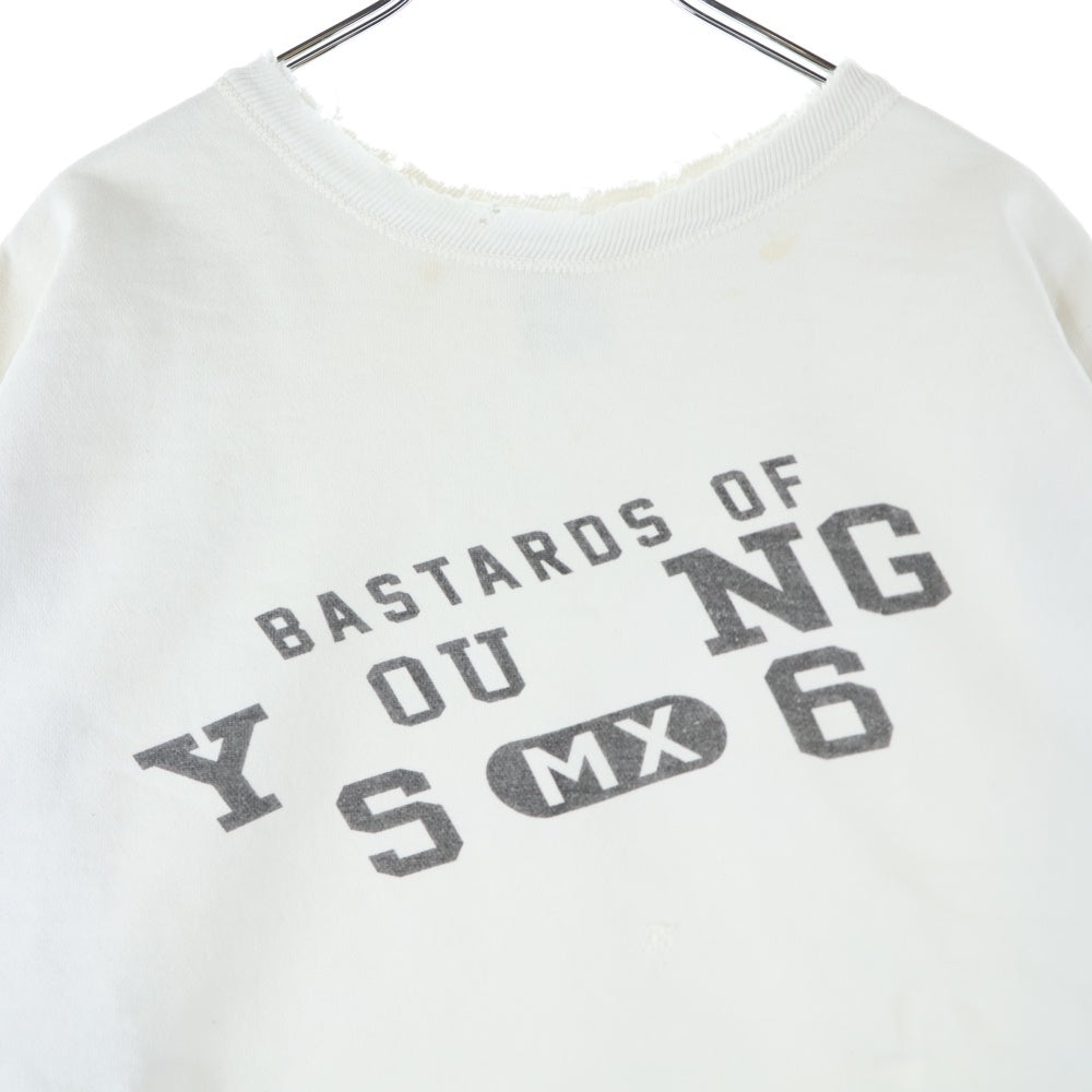 SAINT MICHAEL(セントマイケル) 25SS ×BerBerjin BJ CREW NECK SWEAT ベルベルジン フロント染み込みプリント ダメージ加工 クルーネックスウェット ホワイト SM-HR8-0000-C38